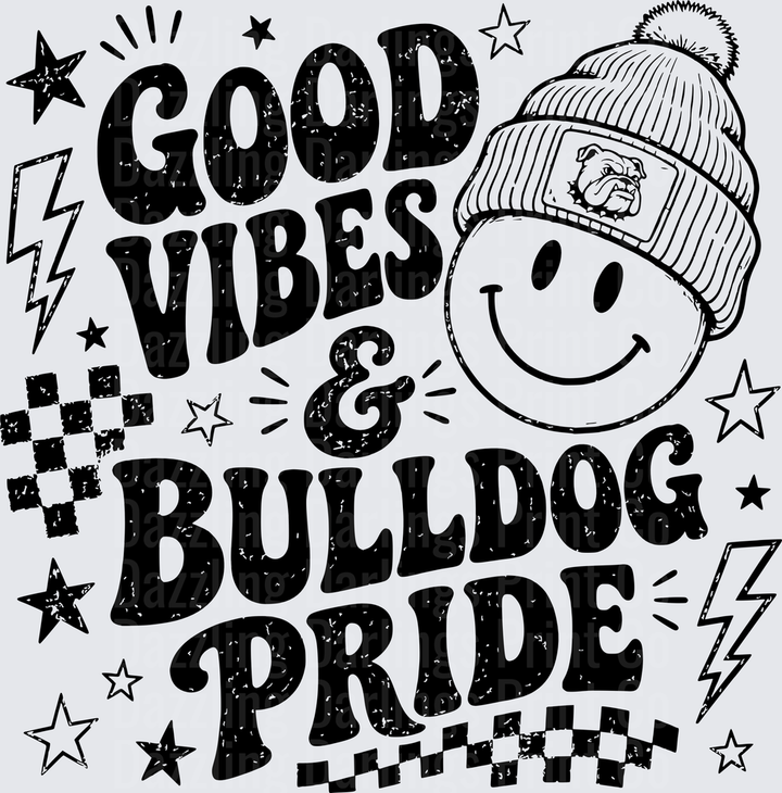 Good Vibes & Bulldog Pride Smiley Face Beanie Hat