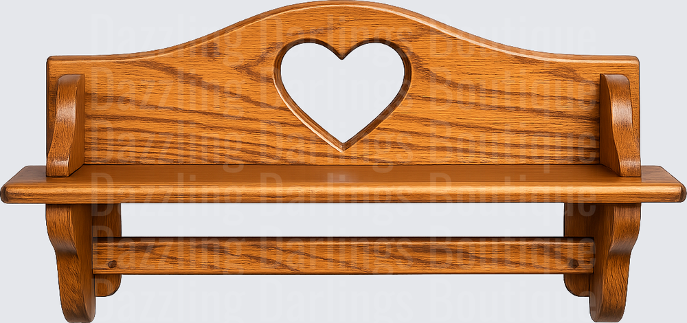 Rustic Wooden Shelf with Heart Cutout