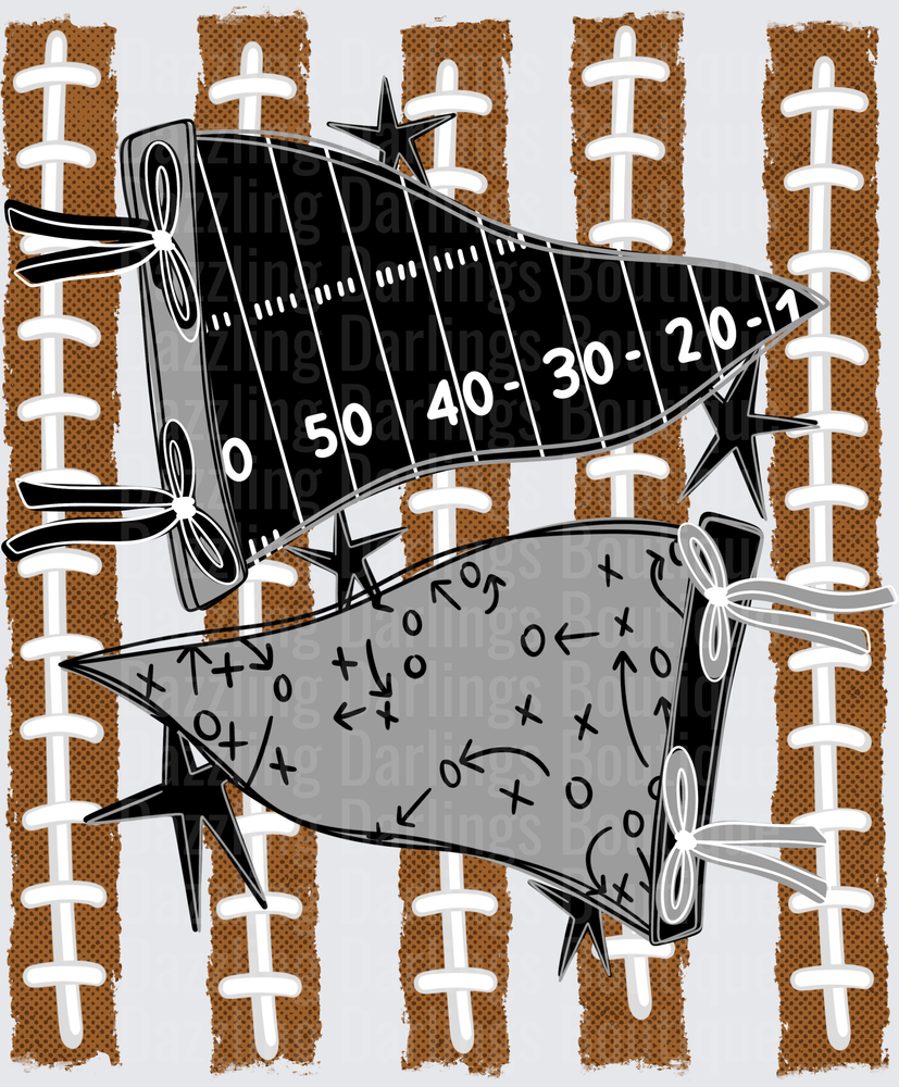 Black and Gray Football Cheer Megaphones with Stars and Bows