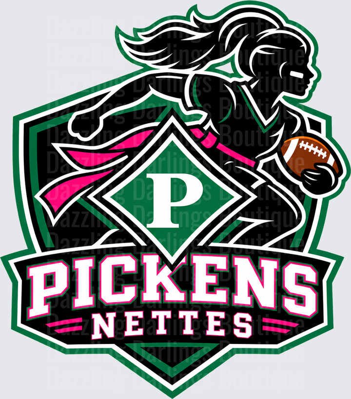 Pickens Nettes Female Football Player Shield Logo