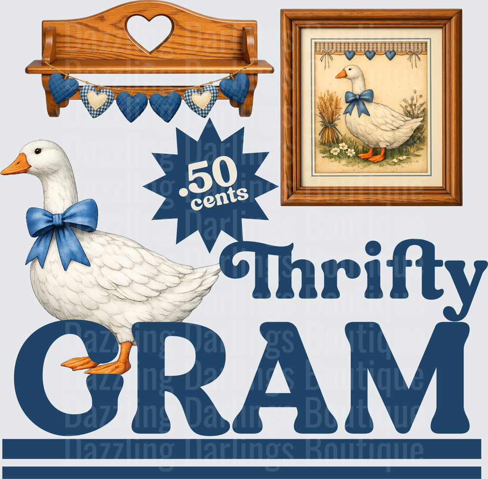 Thrifty Gram White Goose with Blue Bow Country Kitchen Design