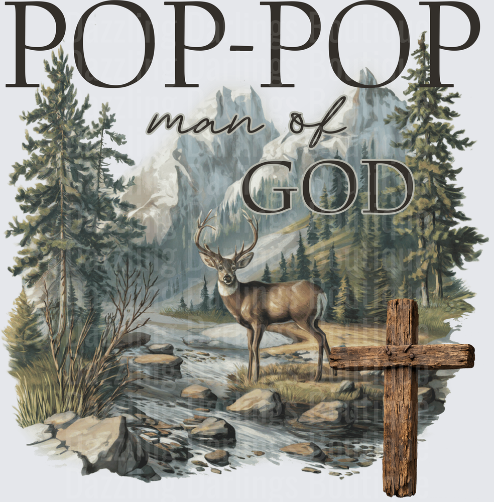 Pop-Pop Man of God Buck Deer Mountain Stream Cross
