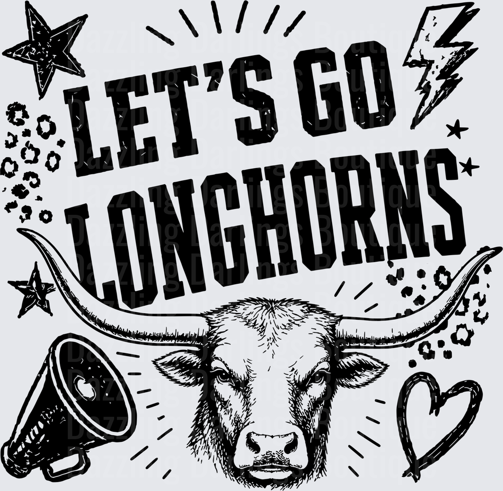 Let's Go Longhorns Bull Head Stars Lightning Bolt Cheer