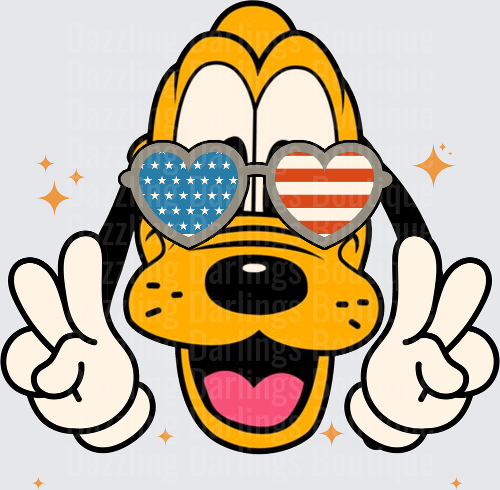 Pluto Patriotic Heart Sunglasses Peace Signs Fourth of July