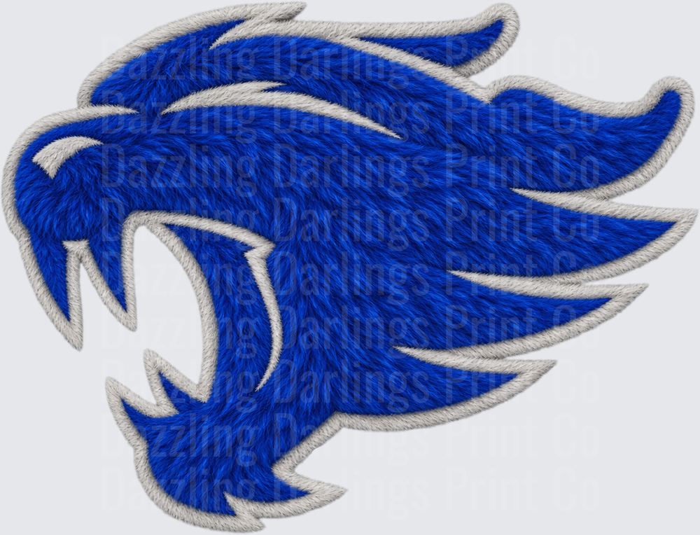 Blue Wildcat Mascot Head Embroidery Style Patch Design