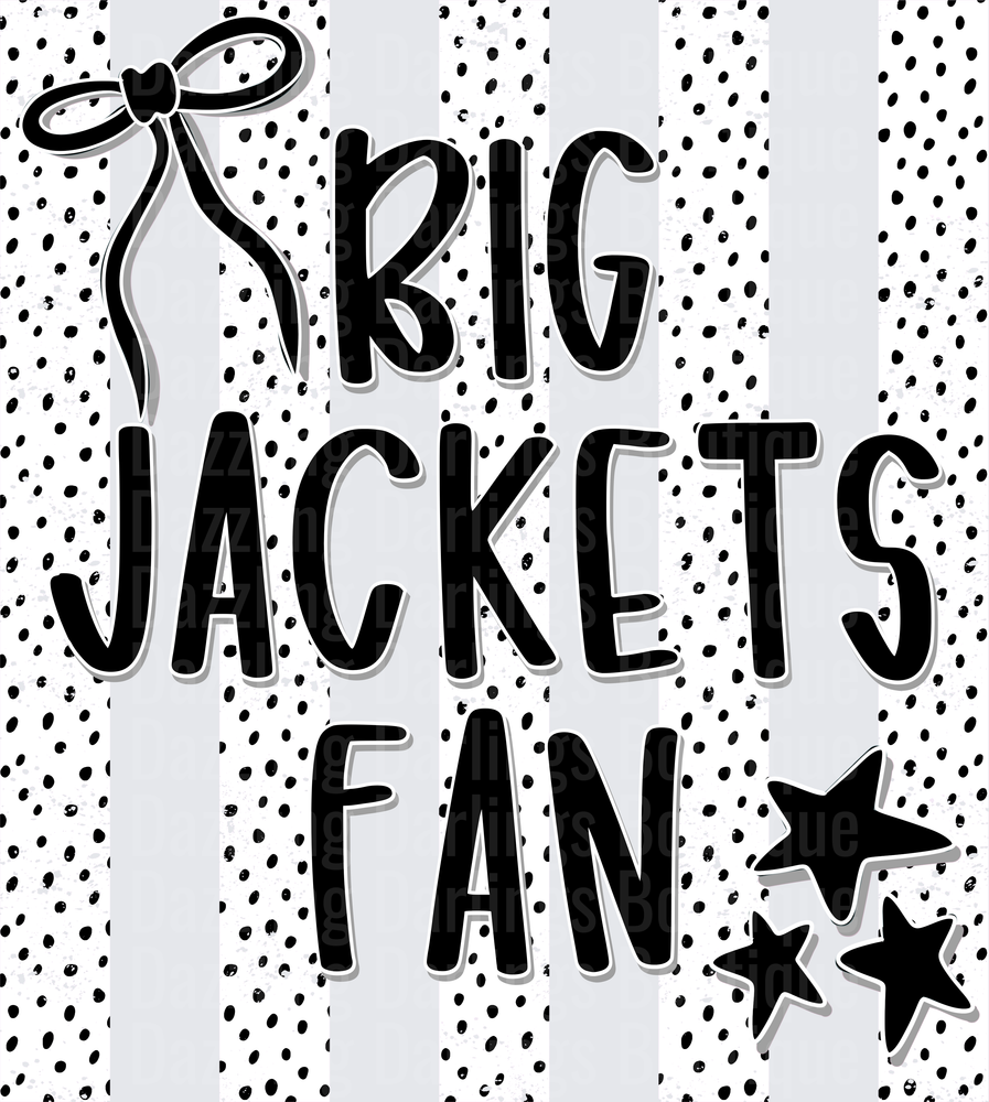Big Jackets Fan with Bow and Stars on Polka Dot Background