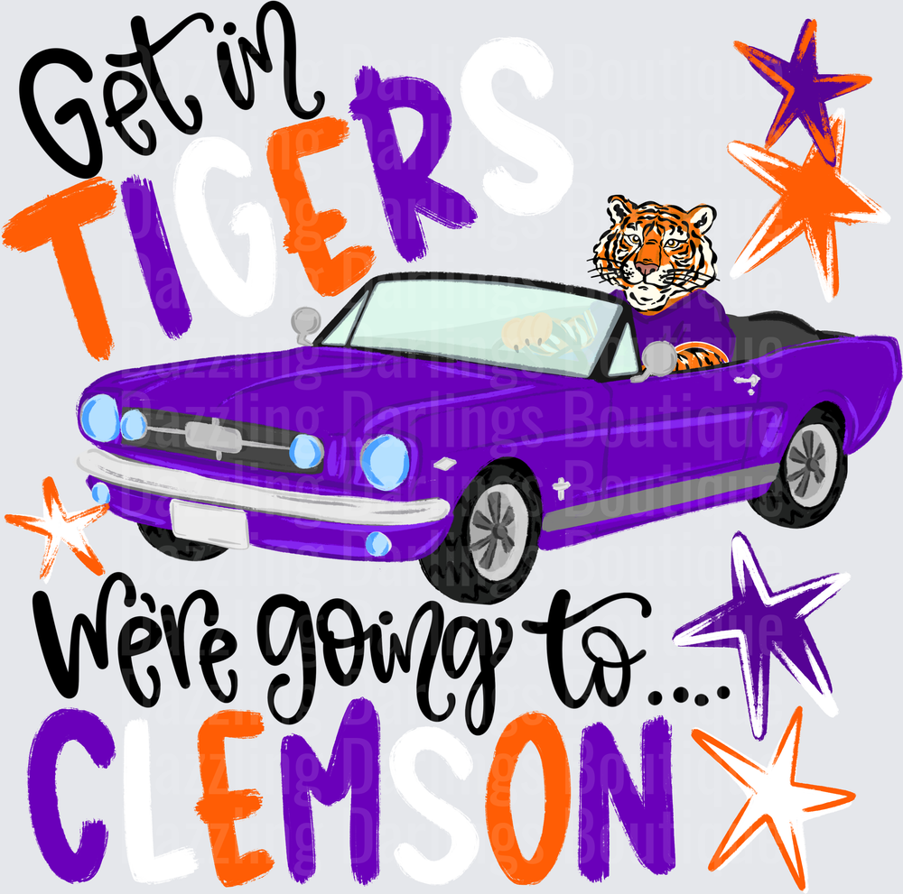 Get In Tiger We're Going To C Em On LSU Purple Mustang
