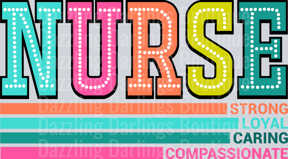 Nurse Neon Marquee Letters Strong Loyal Caring Compassionate