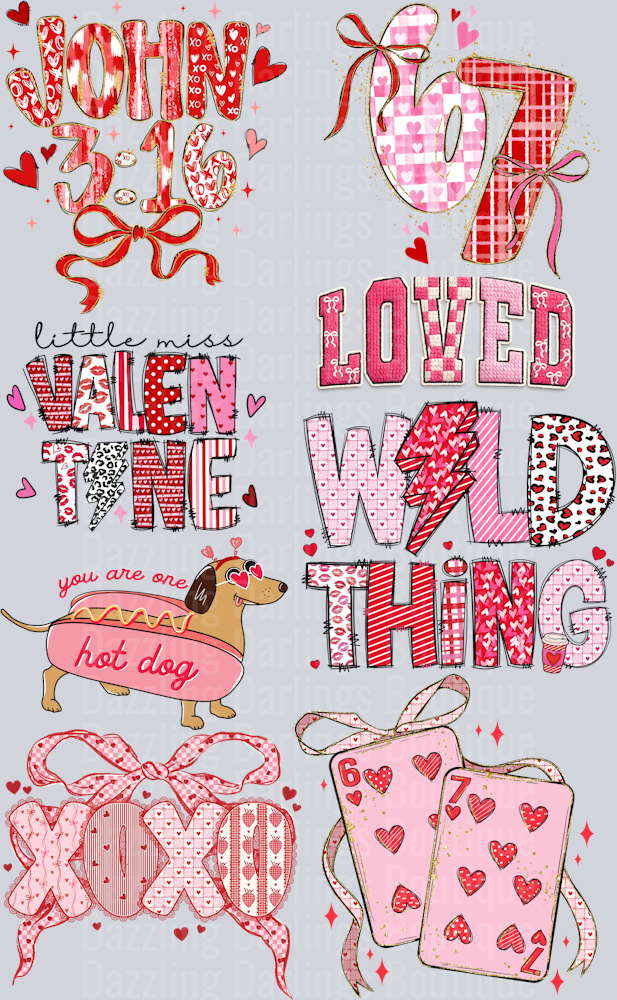 Valentines Day Premade Gang Sheet 22"x36" Wild Thing Loved Valentine
