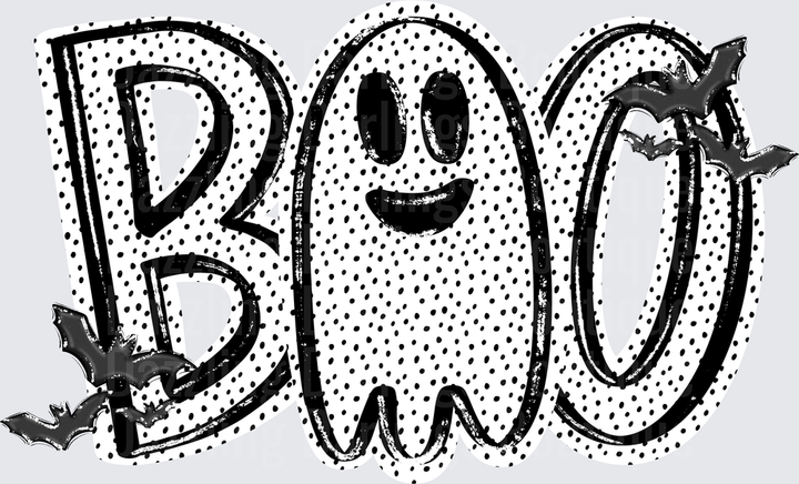 Halloween BOO Ghost with Bats Polka Dot Design