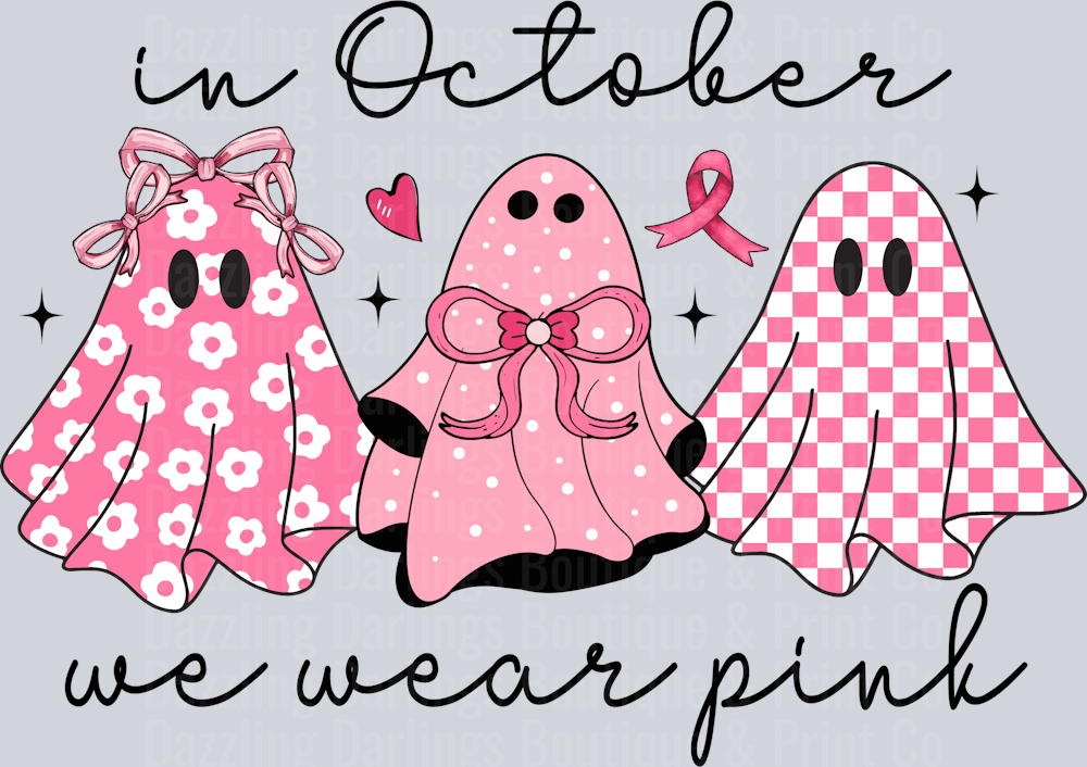 Breast Cancer Awareness In October We Wear Pink Ghost Trio Bows