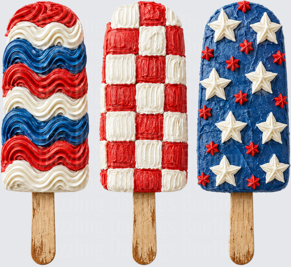 Patriotic Red White Blue American Flag Popsicles
