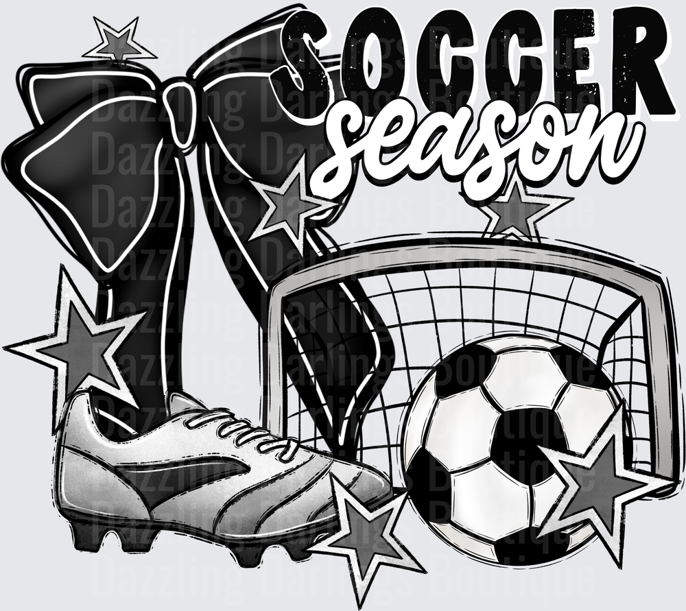 Soccer Season with Cleats Ball and Goal Net Design