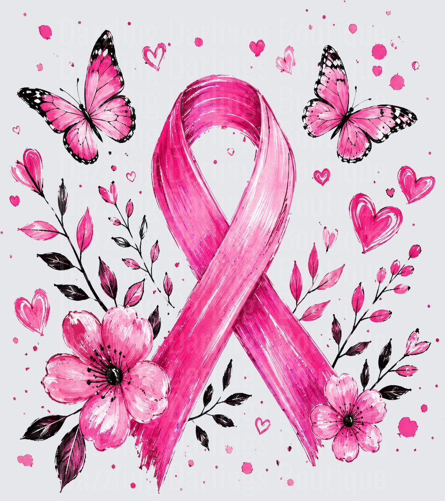 Breast Cancer Pink Ribbon Flowers