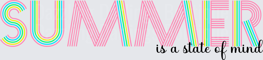Summer Is A State Of Mind Retro Rainbow Striped Typography