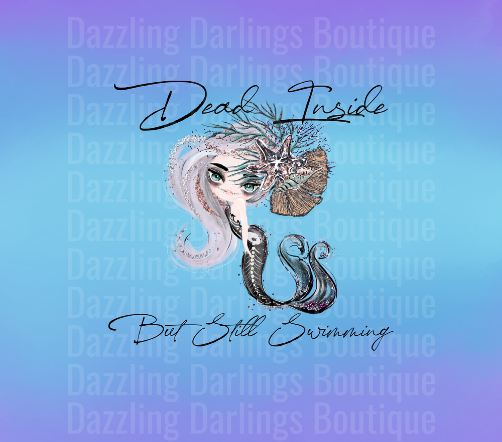 Dead Inside But Still Swimming Mermaid Skull with Coral Crown