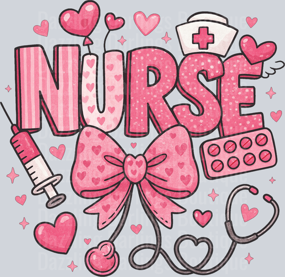 PINK NURSE BOW STETHOSCOPE VALENTINES DAY