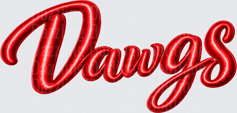Dawgs Bold Red Glossy Script Lettering