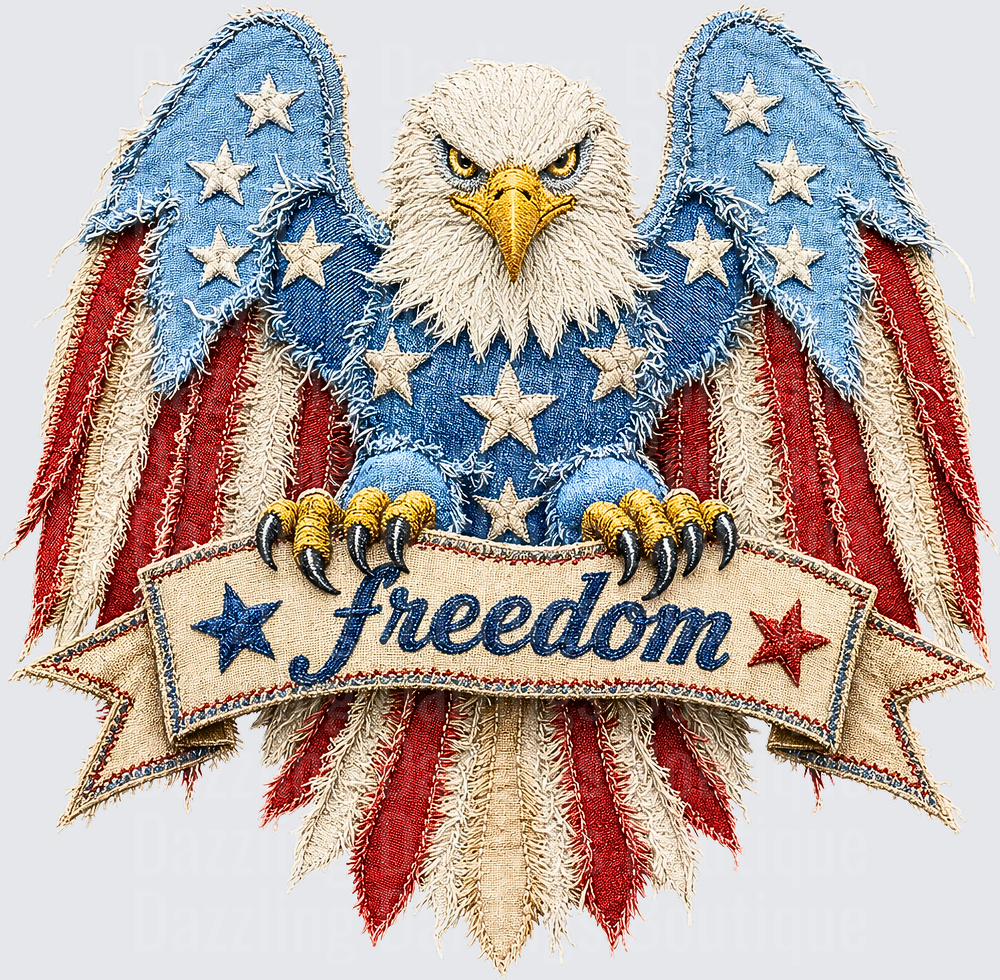 Patriotic Bald Eagle Freedom Banner with Stars and Stripes Wings