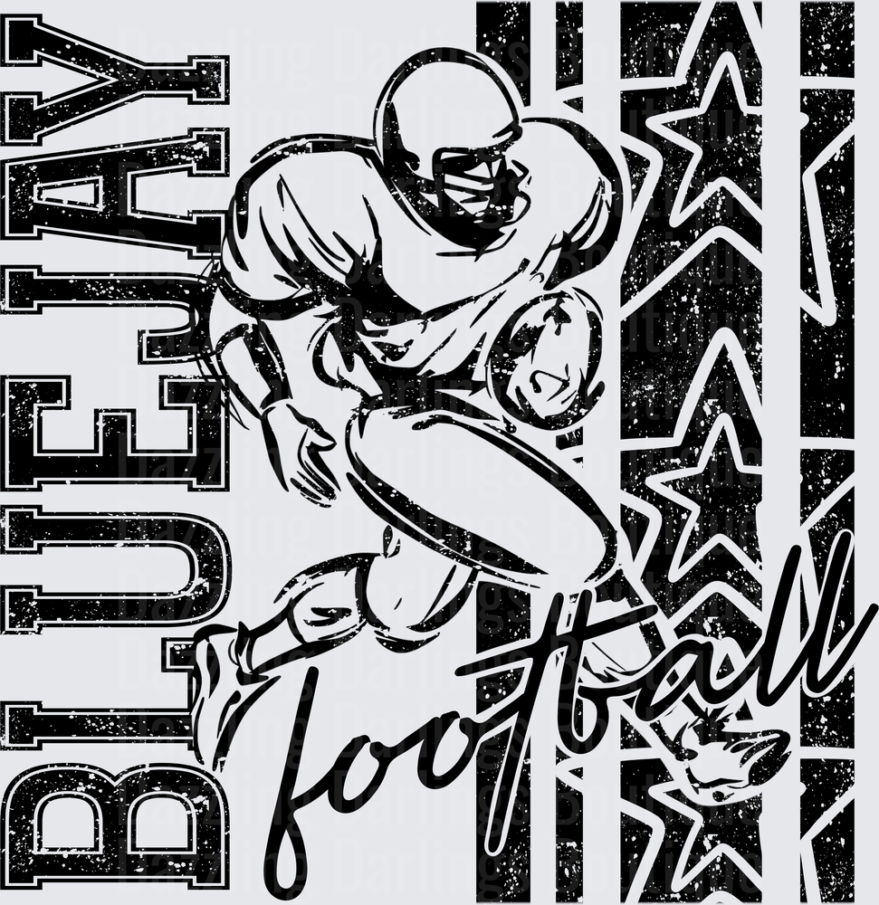 Blue Jay Football Player Running Back Stars Grunge Design