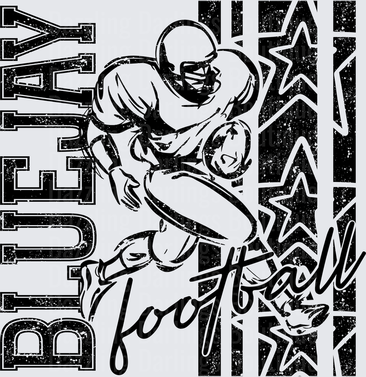 Blue Jay Football Player Running Back Stars Grunge Design