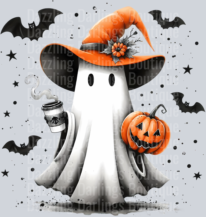 Halloween Fall Ghost Pumpkin Orange Witch Hat Coffee
