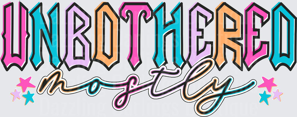 Unbothered Mostly Rainbow Gradient Letters with Stars