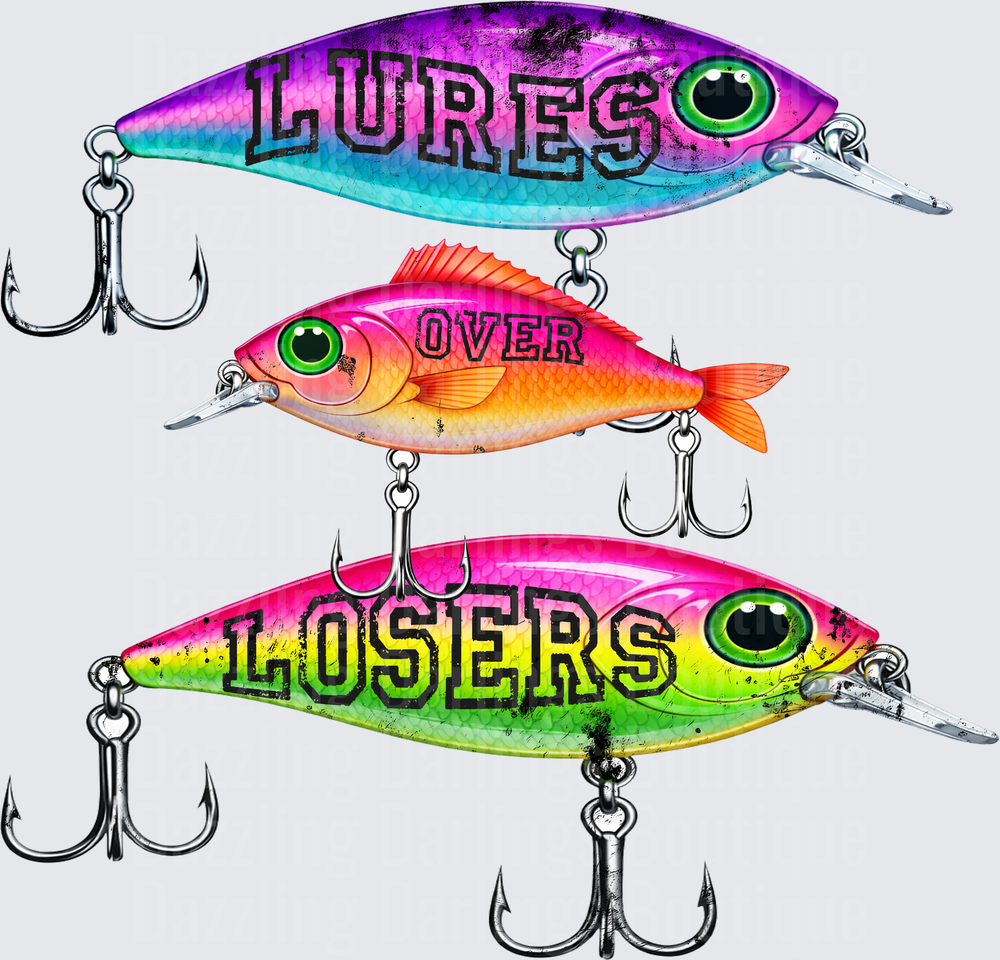 Fishing Lures Over Losers Motivational Bass Angling Design
