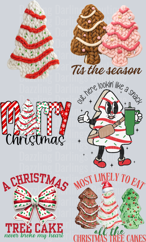 CHRISTMAS TREE CAKES PREMADE GANG SHEET 22X36