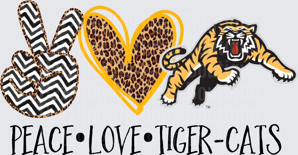 Peace Love Tiger-Cats Hamilton CFL Chevron Leopard Design