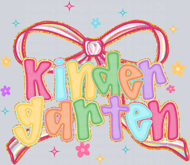 Kindergarten Pastel Bow Glitter Letters