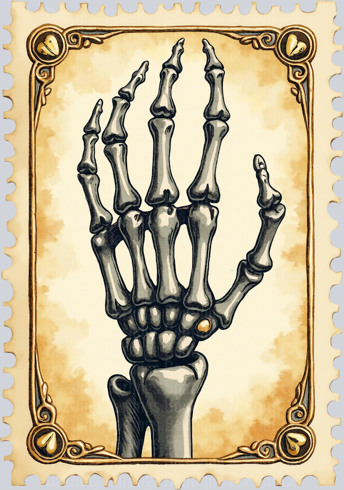 HALLOWEEN FALL SKELETON HAND STAMP DTF TRANSFER
