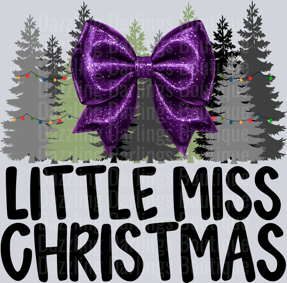 PURPLE BOW LITTLE MISS CHRISTMAS
