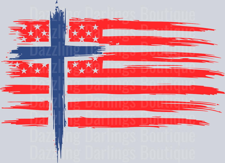 Charlie Kirk Distressed Flag Blue Cross