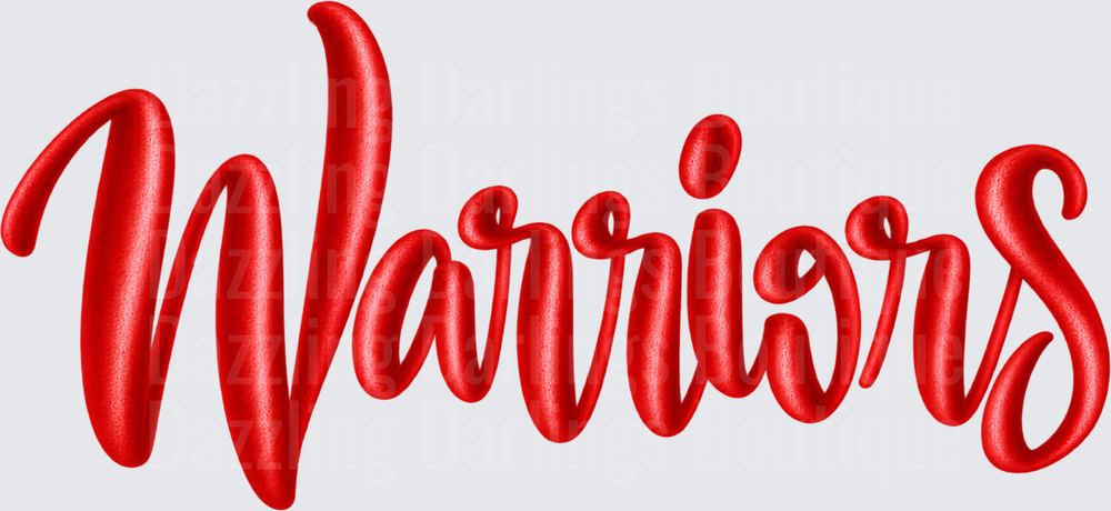 Warriors Red Puff Inflated Script Lettering