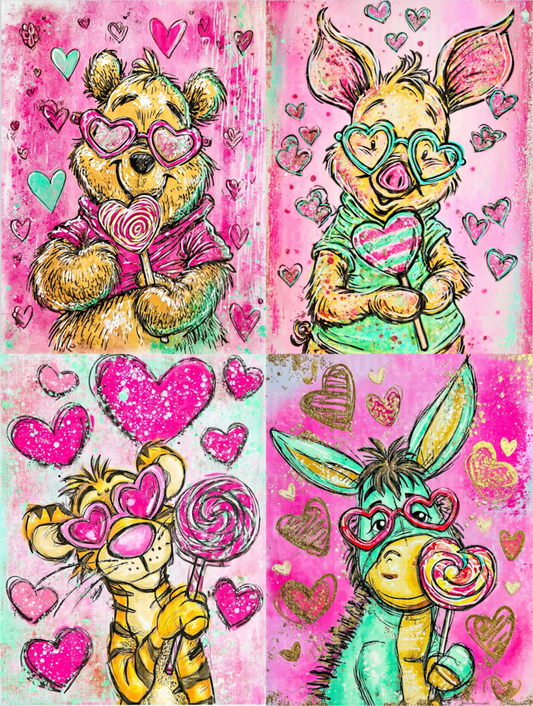 Pooh valentine squares