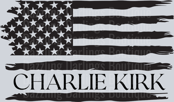 Charlie Kirk Black Distressed Flag