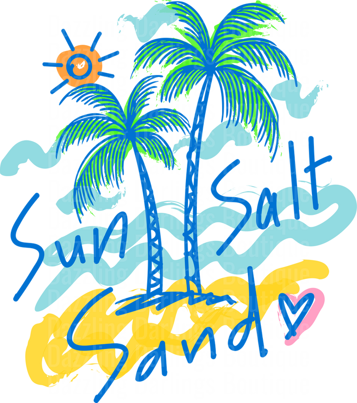Sun Salt Sand Palm Trees Beach Vibes with Heart