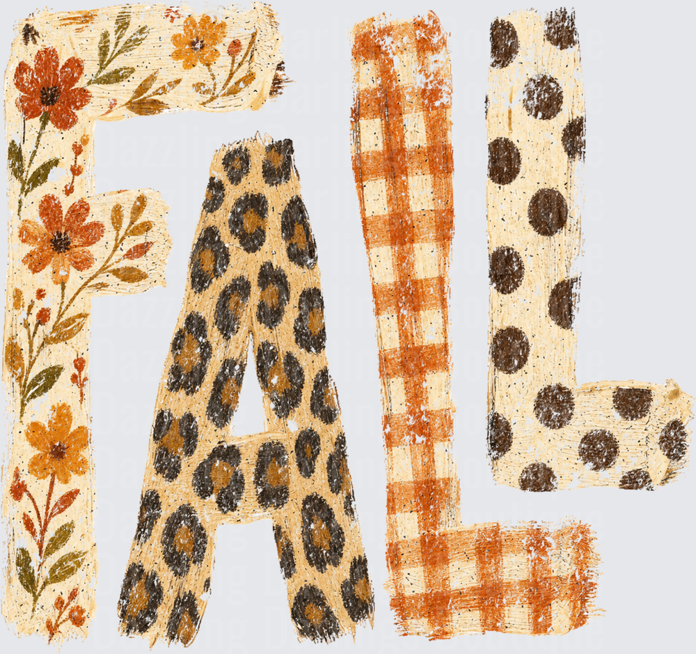 FALL Mixed Pattern Letters Floral Leopard Plaid Polka Dot