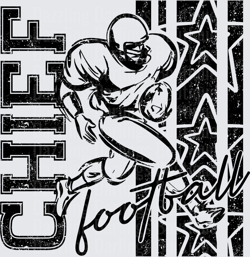 Chiefs Football Grunge Player Running with Stars
