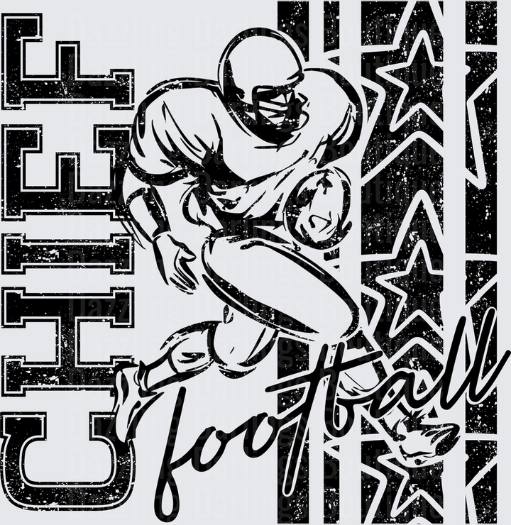 Chiefs Football Grunge Player Running with Stars