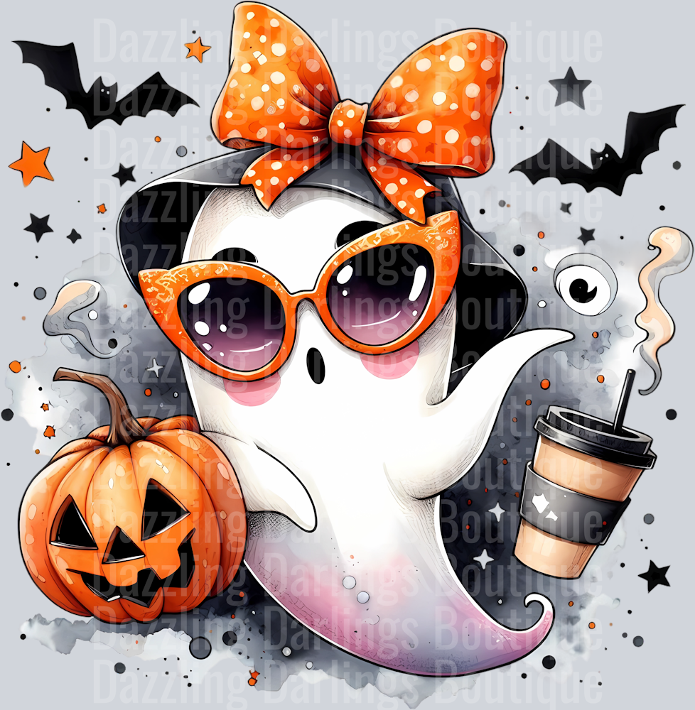 Halloween Fall Ghost Pumpkin Polka Dot Bow Purple Glasses