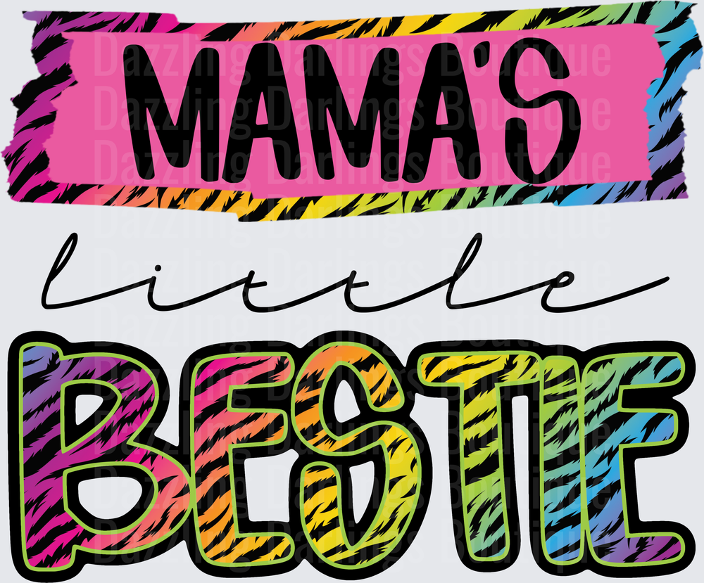 Mama's Little Bestie Rainbow Leopard Print Typography