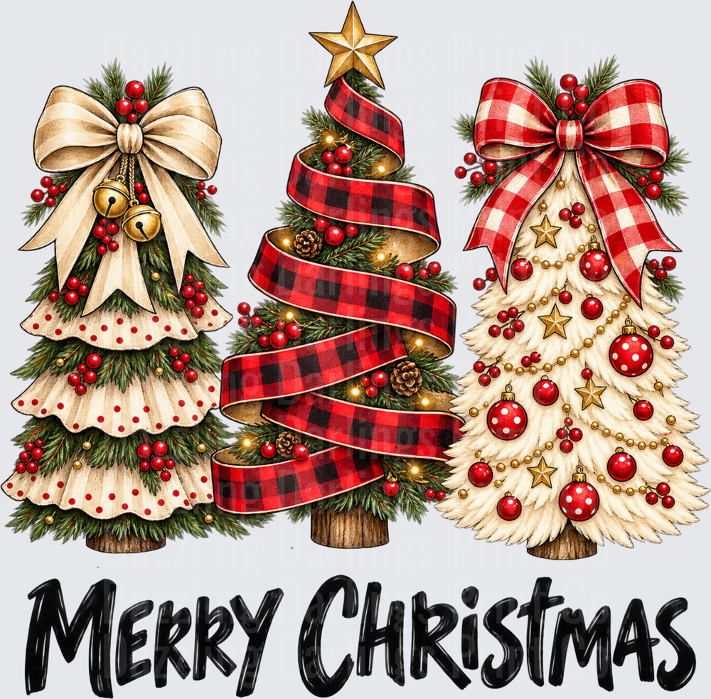 Merry Christmas Ribbon Trees