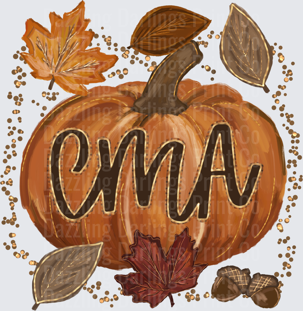 CMA Fall Pumpkin with Autumn Leaves and Acorns
