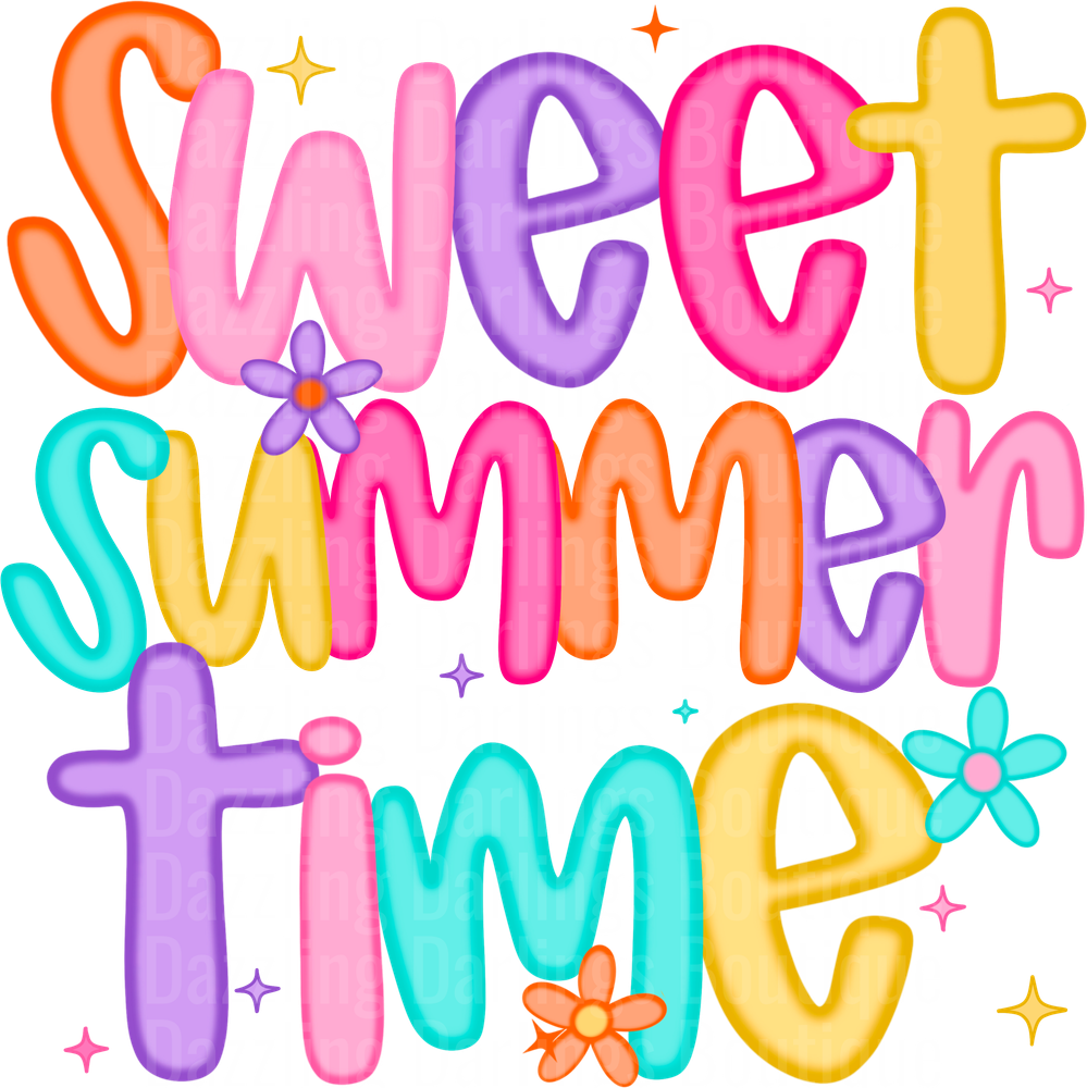 Sweet Summer Time Colorful Balloon Letters with Flowers