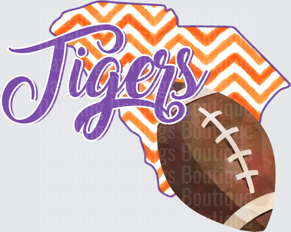 Tigers Script Florida State Shape Orange Chevron Football