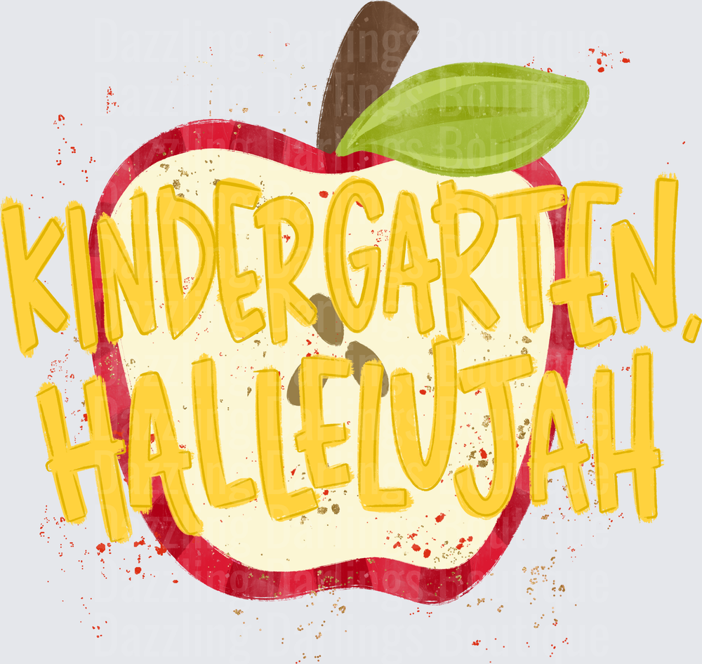 Kindergarten Hallelujah Red Apple Back to School Design