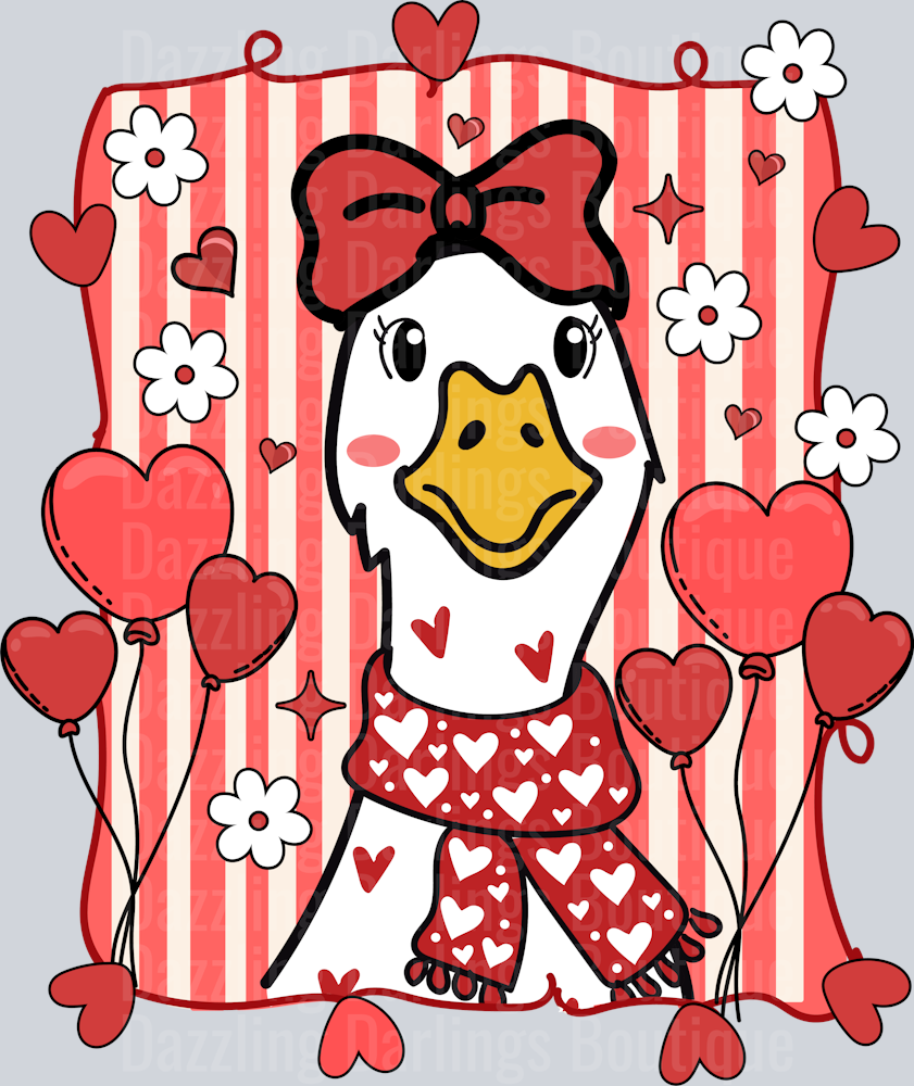 Preppy Valentines Goose Cute Lovely Goose Coquette