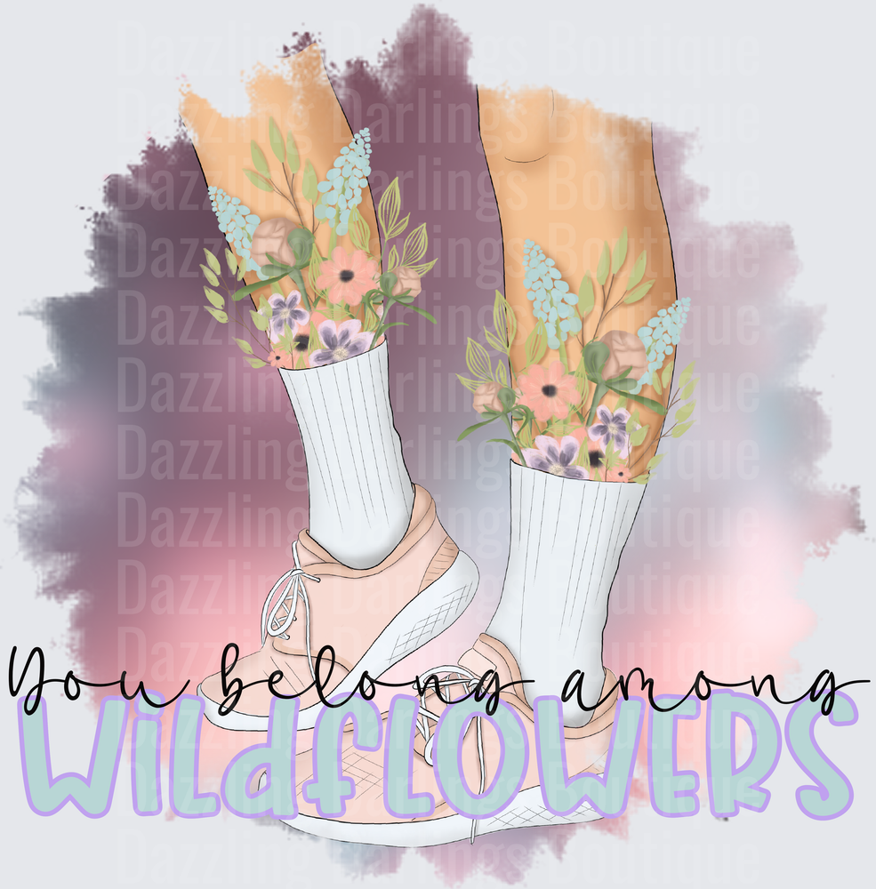 You Belong Among Wildflowers Legs with Floral Tattoos and Sneakers